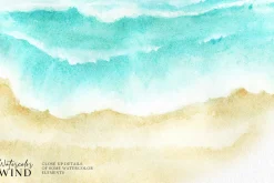 Seashore and ocean waves clipart