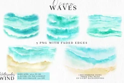 Seashore and ocean waves clipart
