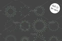 Set of hand drawn retro sunbursts