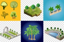 Set of images of trees