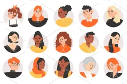 Set of various people icons