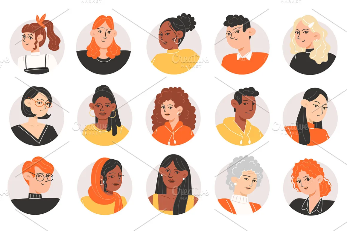 Set of various people icons