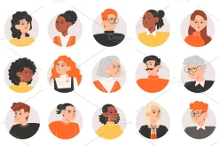 Set of various people icons
