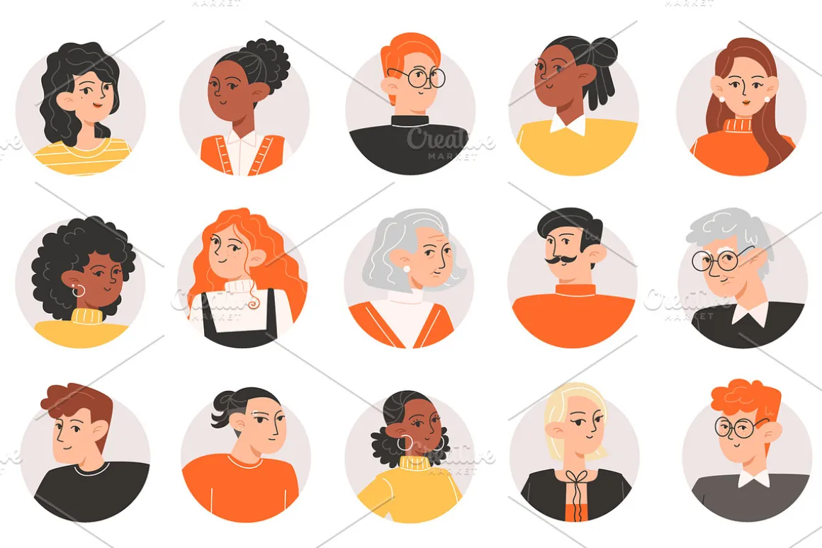 Set of various people icons