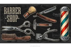 Set equipment for BarberShop hipster