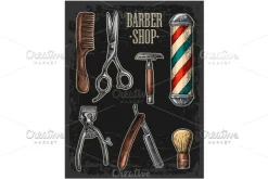 Set equipment for BarberShop hipster