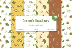 Set of Avocado Rainbow patterns