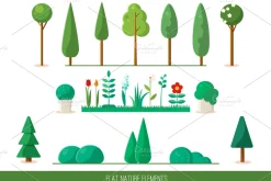 Set of nature elements