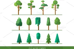 Set of nature elements