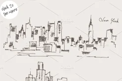 Set of New York city skylines