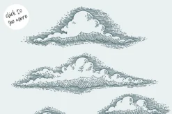 Set of retro clouds illustrations