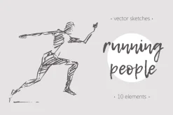 Set of sketches of running people