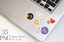 Set Positive Stickers Groovy style