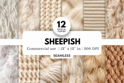 12 Sheep Wool Digital Paper Textures