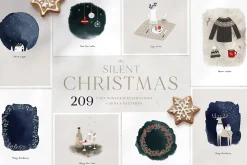 200+ Silent Christmas watercolor set
