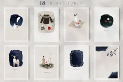 200+ Silent Christmas watercolor set