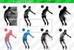 Silhouettes of football players. set