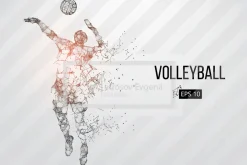 Silhouettes volleyball players. Set
