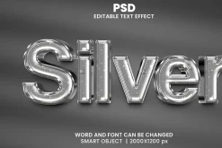 Silver Chrome 3D Text Effect