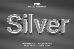 Silver Chrome 3D Text Effect