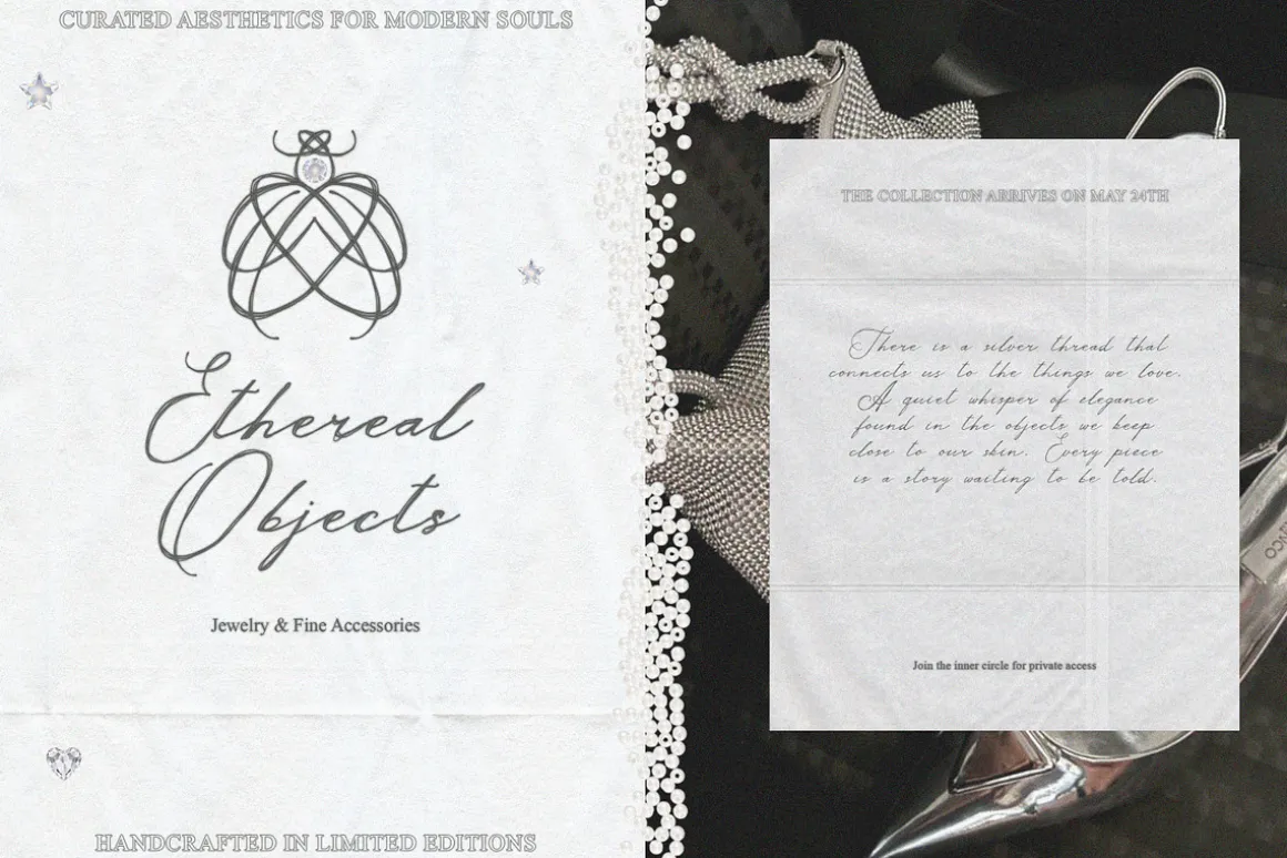 Silver Thread Textured Script Font