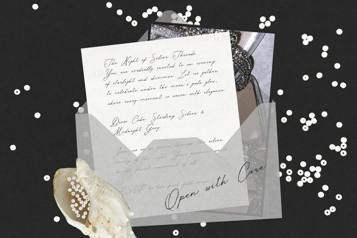 Silver Thread Textured Script Font