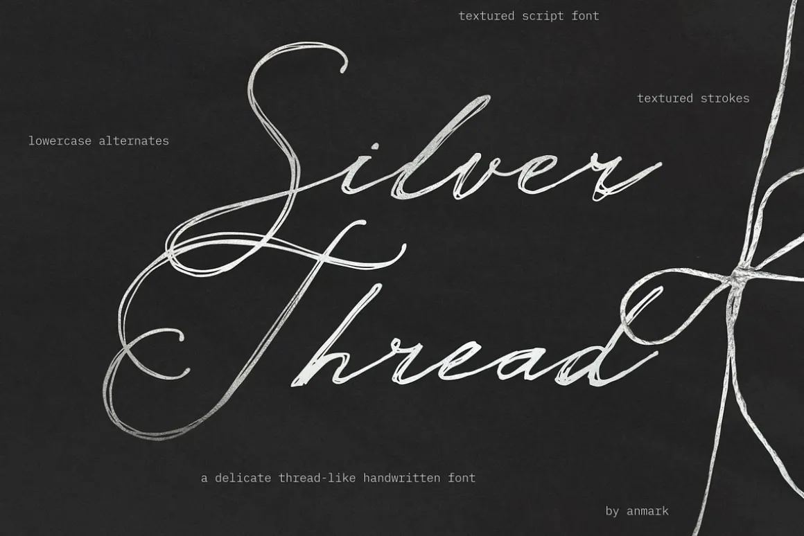 Silver Thread Textured Script Font
