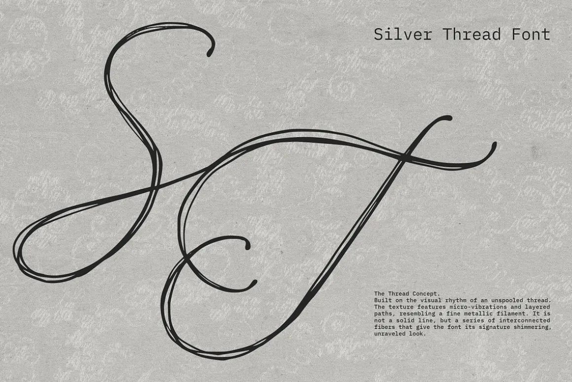 Silver Thread Textured Script Font