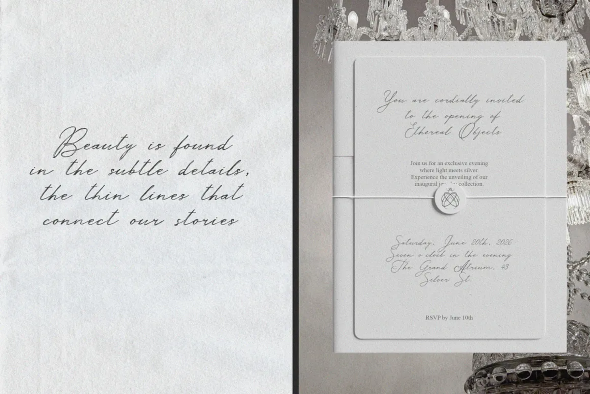 Silver Thread Textured Script Font