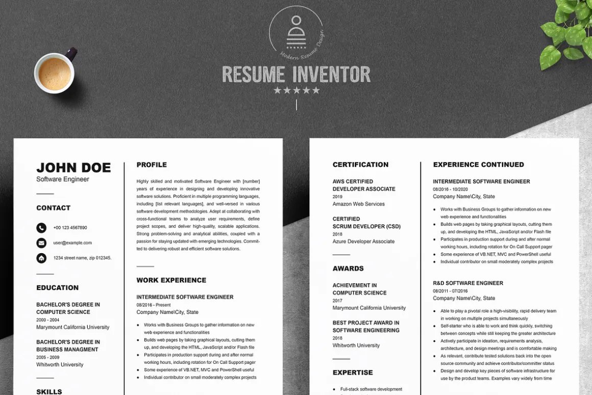 Simple Minimalistic Resume Template