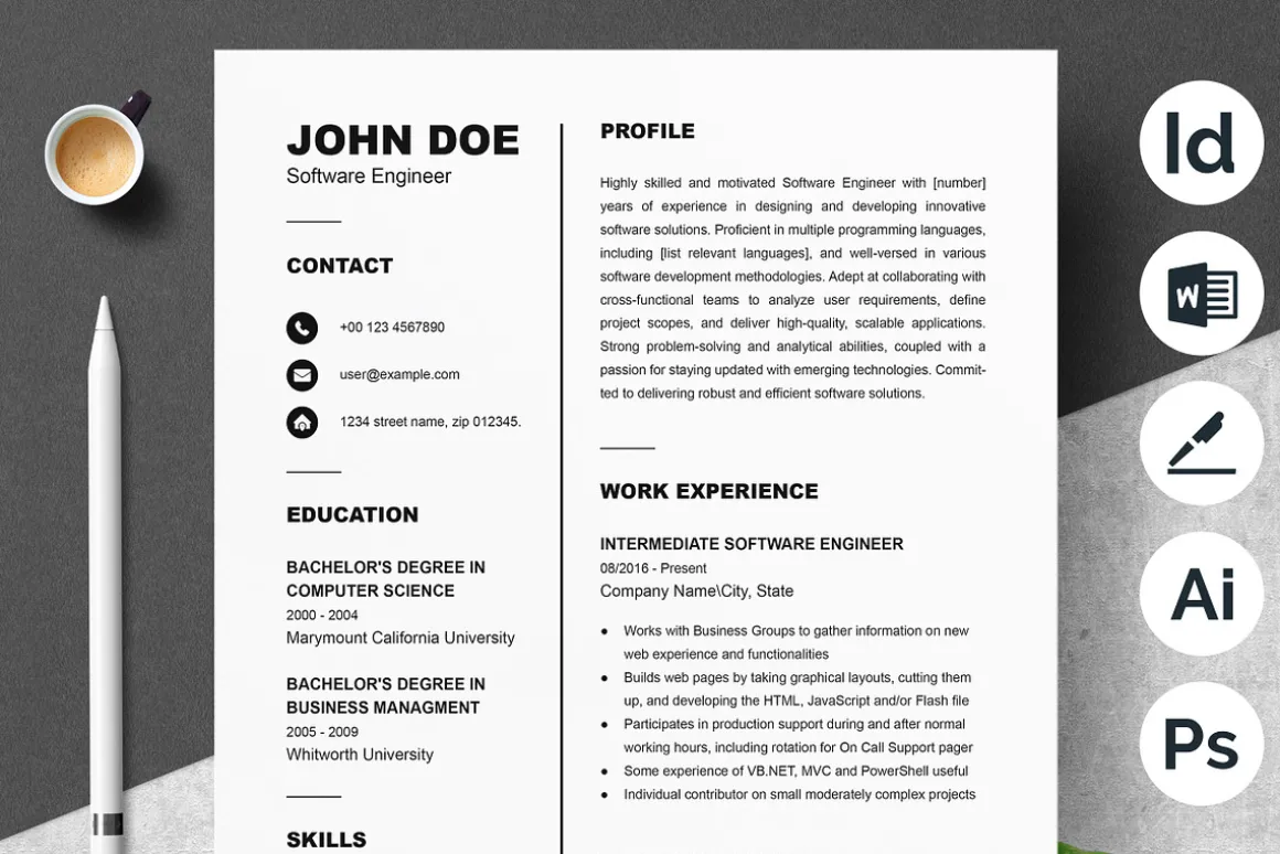 Simple Minimalistic Resume Template
