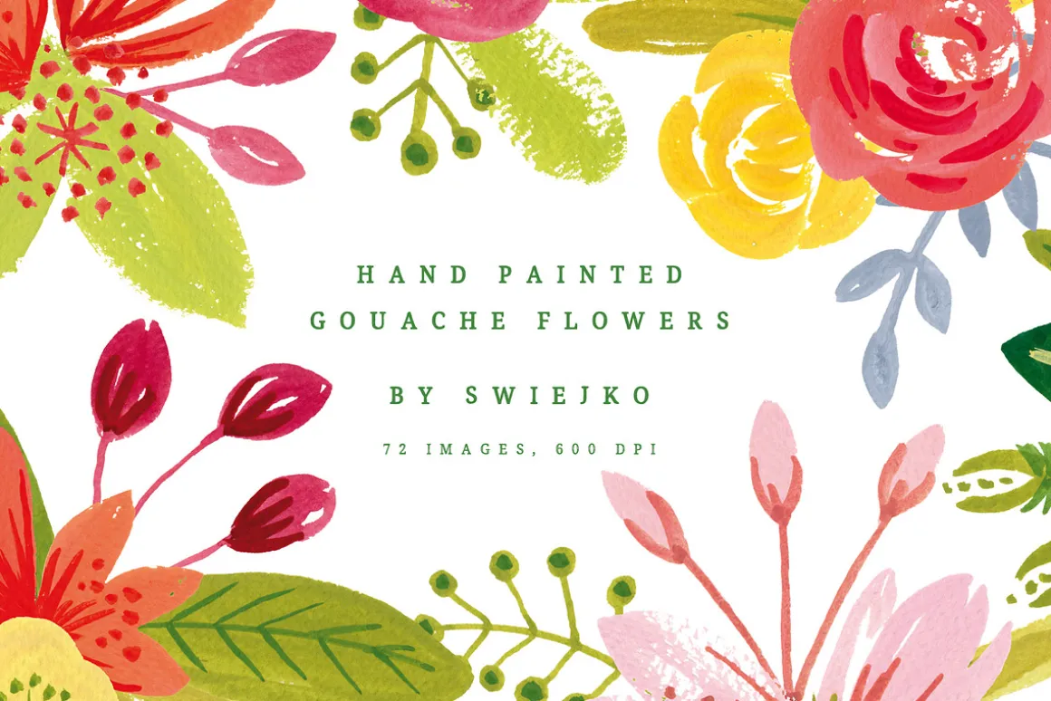 Simple Gouache Flowers, bouquets