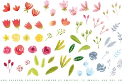 Simple Gouache Flowers, bouquets