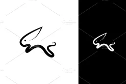 Simple line art rabbit Logo design