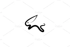Simple line art rabbit Logo design