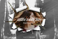 Sketch Paper Torn Photo Effect