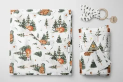Sleeping FOREST. Watercolor animals