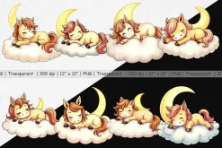 Sleepy Pony Cloud Clipart