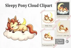 Sleepy Pony Cloud Clipart