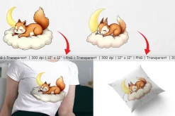 Sleepy Squirrel Cloud Clipart