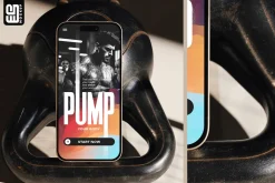 Smartphone with Dumbbells Mockup