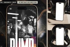 Smartphone with Dumbbells Mockup