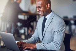 Smiling african american businessman containing accountant, adult, and african
