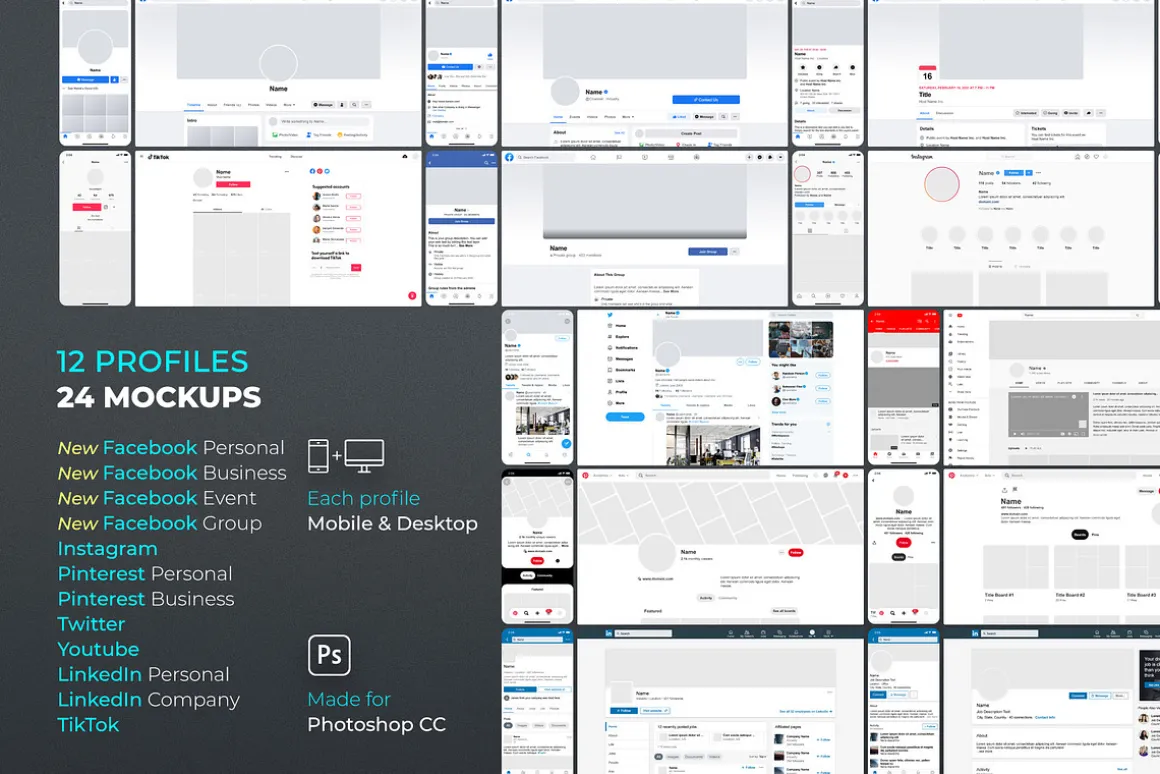 Social Media Mockups Bundle 2020