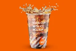 Soda Cup 450ml With Ice Mockup