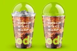 Soda Cup 450ml With Ice Mockup