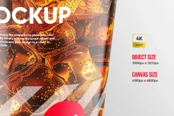Soda Cup 450ml With Ice Mockup