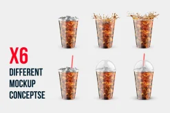 Soda Cup 450ml With Ice Mockup