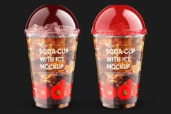 Soda Cup 450ml With Ice Mockup