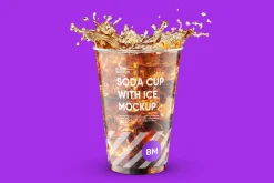 Soda Cup 450ml With Ice Mockup